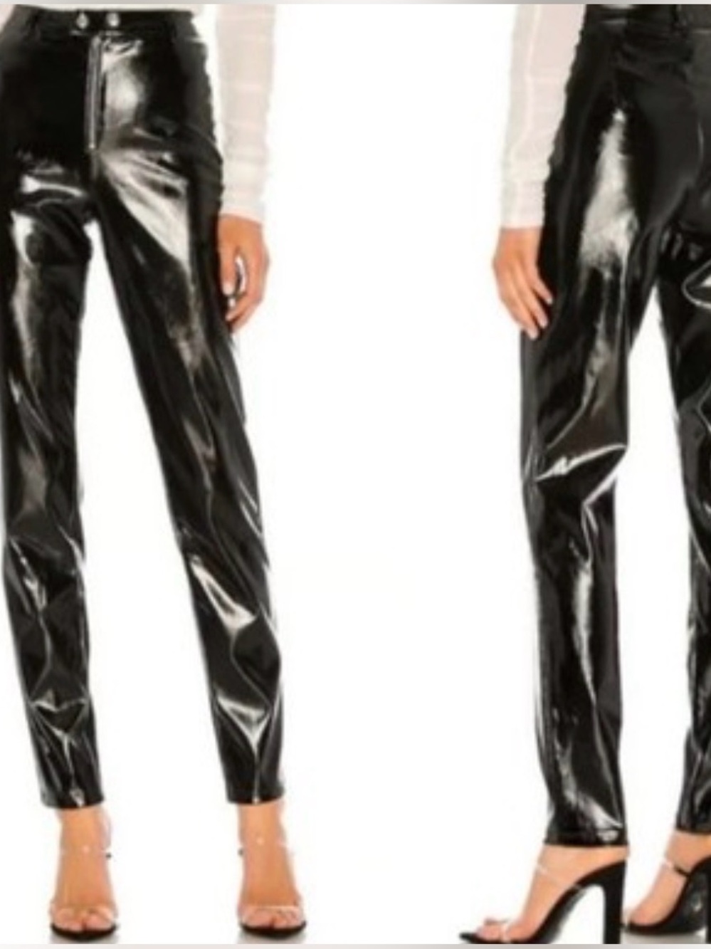 I.AM.GIA Nikole Patent Faux Leather Pants Black High Rise Moto Medium